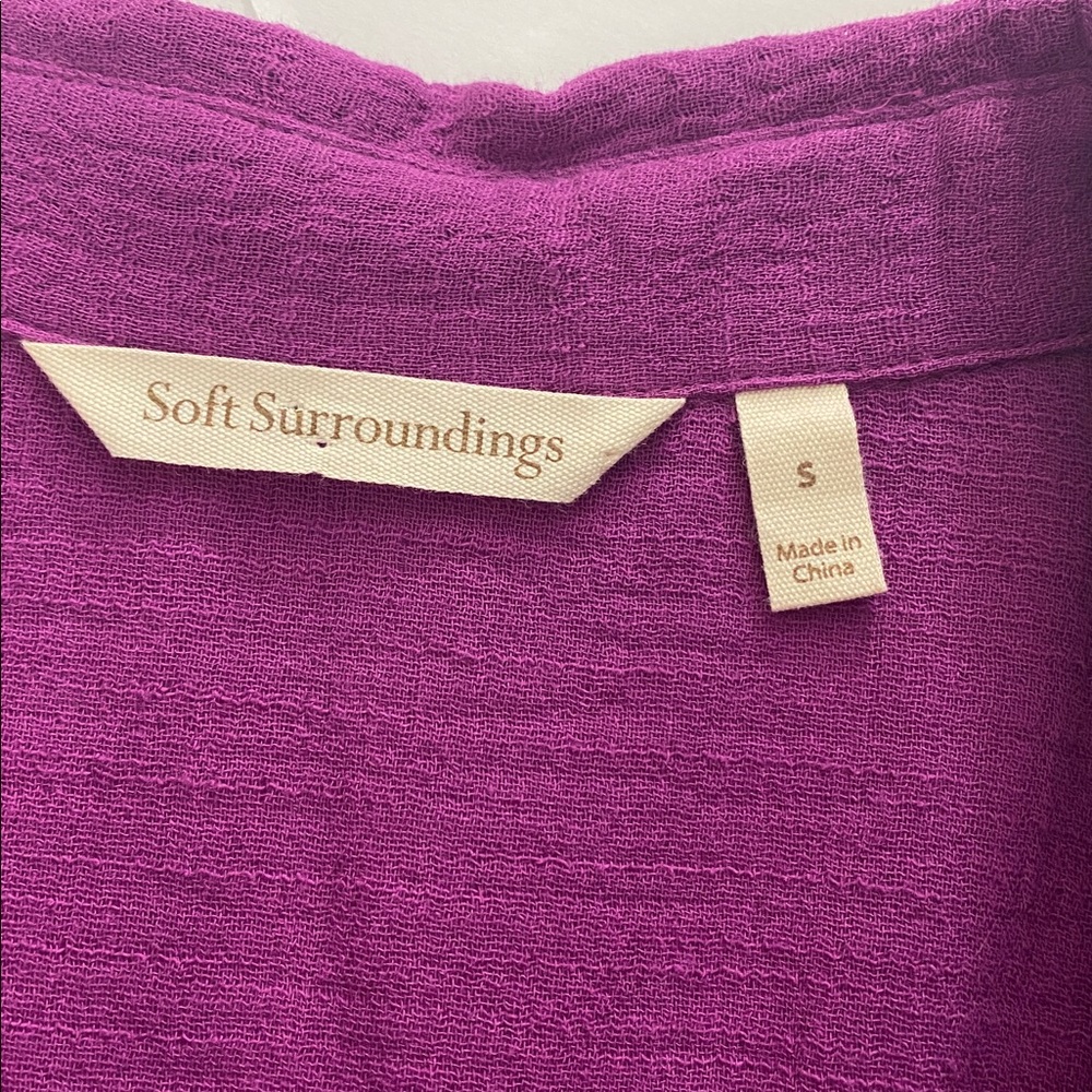 Soft Surroundings Vibrant Purple Button-Down Shirt - Picture 2 of 9